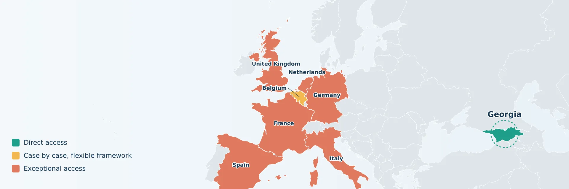 Map of access to phage therapy in Europe and Georgia